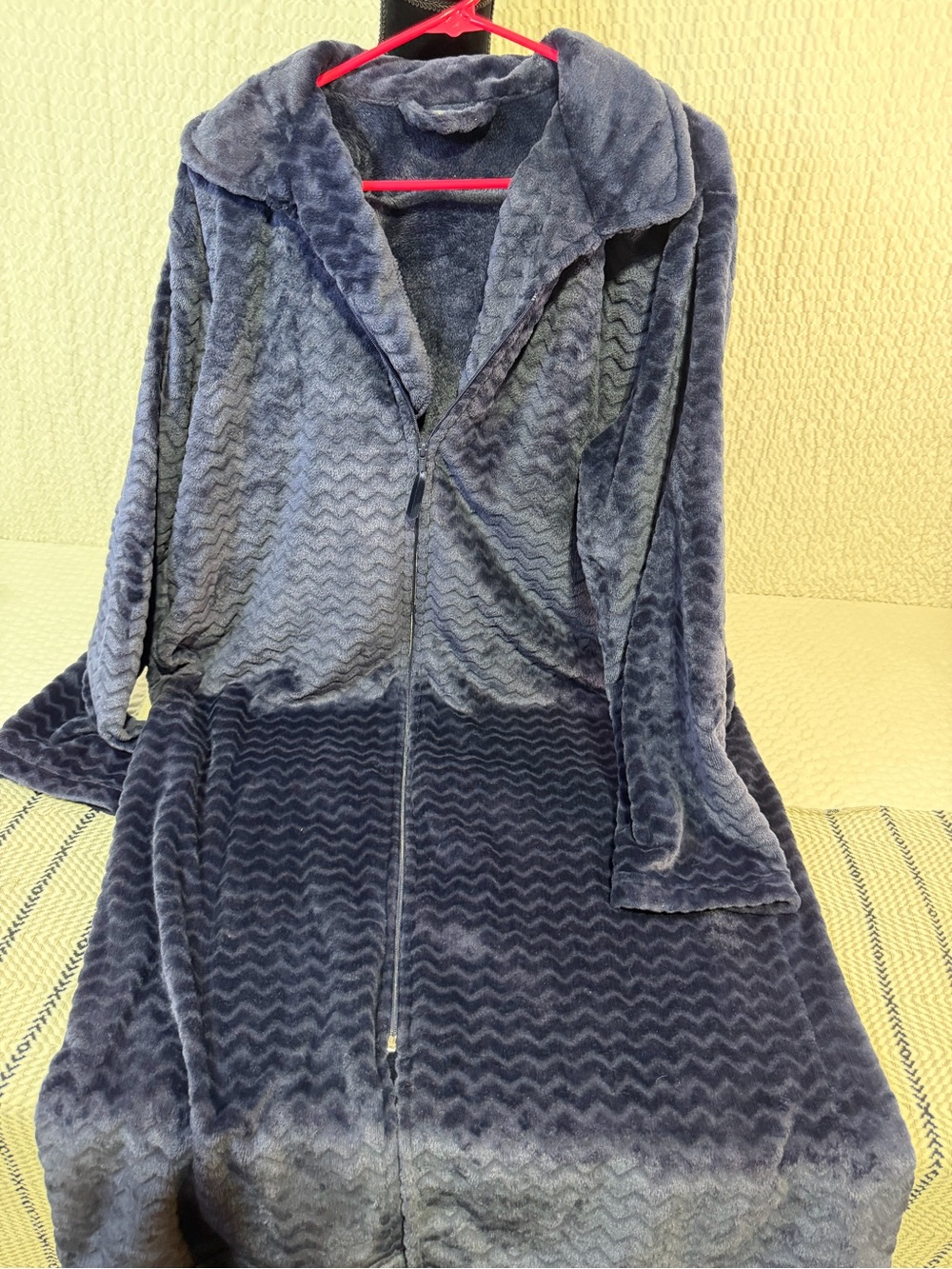 croft & barrow Plush Faux-Fur Hooded Robe in Navy